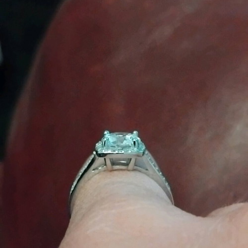 Silver cubic zirconia ring square design size 6 new