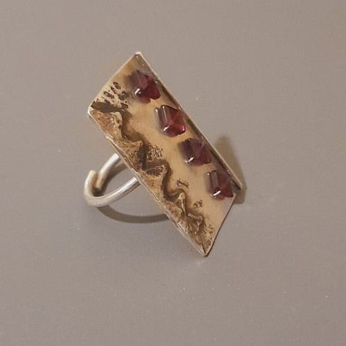 Handmade silver ring 925 with semi-precious stones and opening shank new