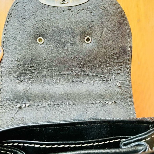 Borsalino leather handbag used, vintage style, black