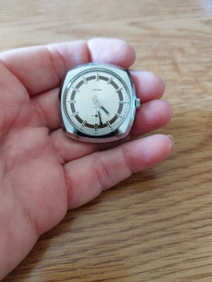 Laora vintage wristwatch used, silver, steel with winding mechanism