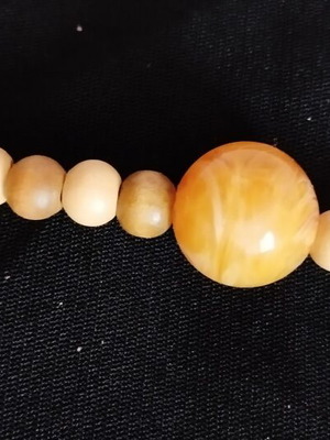 Necklace with wooden stones new by Vintage Atelier, yellow and orange