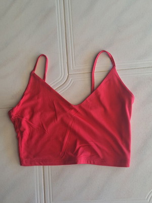 Crop Top Bershka red size S like new with thin straps and V neckline