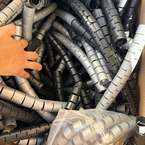 Cable Wraps used, large box with black and gray spiral organizers