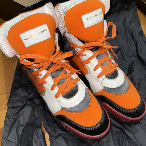 Marc Jacobs Hightop Sneakers used, size 45, white and orange