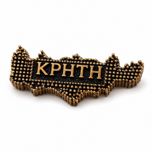 Keychain Crete 3D handmade, gold and black