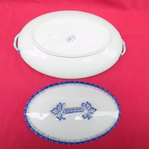 Alfred Meakin porcelain serving platter used, antique Flown Blue
