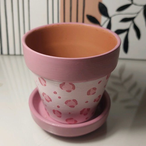 Hand-painted terracotta flowerpot new with saucer
