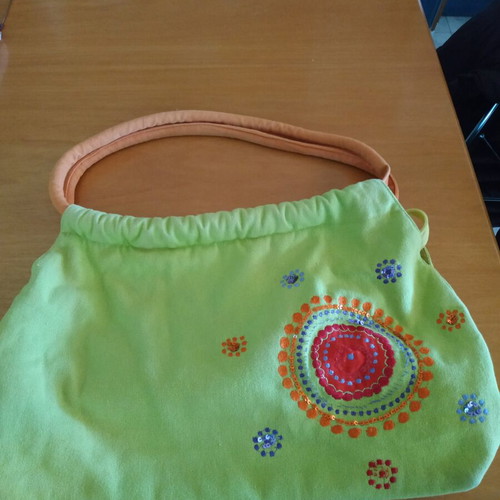 Women's bag like new, canvas with embroidery