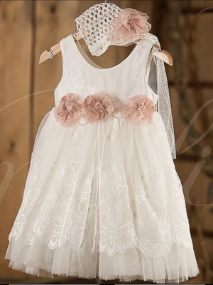 Φόρεμα βάπτισης Vinte li καινούργιο με δαντέλα και λουλούδια 12-18 μηνών