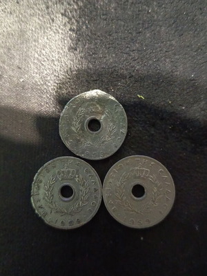 Set of 3 collectible 1959 10 lepta pierced coins used