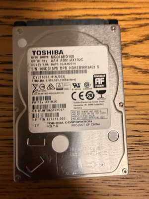 Σκληρός δίσκος Toshiba 1TB 2.5" για laptop σαν καινούργιος