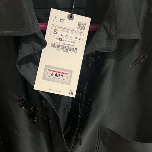 Zara shirt with sequins new, black, satin