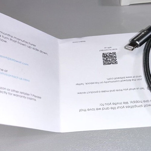 BlitzWolf USB-A to Lightning braided cable 1.8m, Apple MFI certified