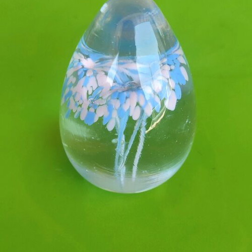 Crystal egg with pink and blue flowers new