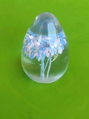 Crystal egg with pink and blue flowers new