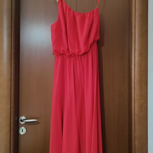 Dress with One Shoulder new, coral color, satin lining