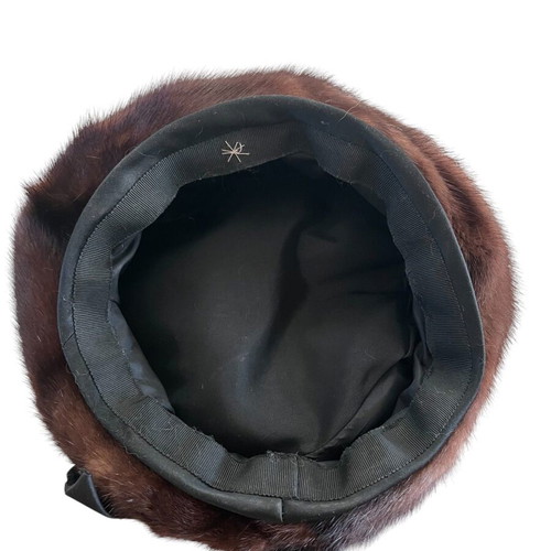 Women's real mink fur banie like new, brown and black