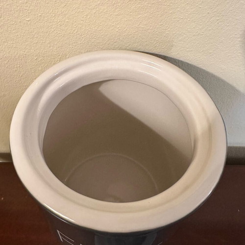 Ceramic container with lid like new, gray