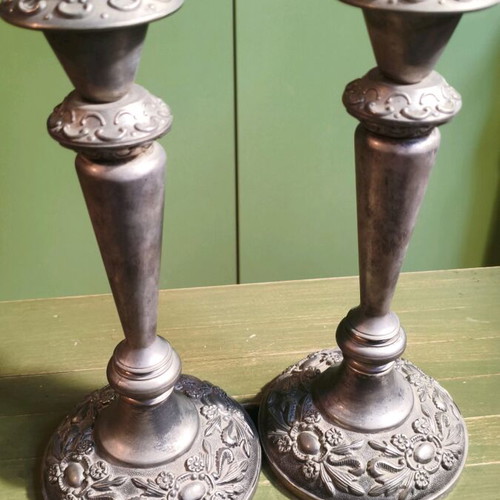 Vintage metal candlesticks set of 2 pieces 25cm like new