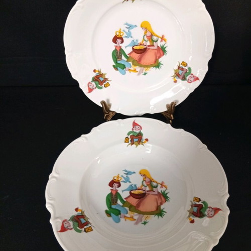 Vintage Hutschenreuter Germany Sylvia children's dinner set, 2 pieces