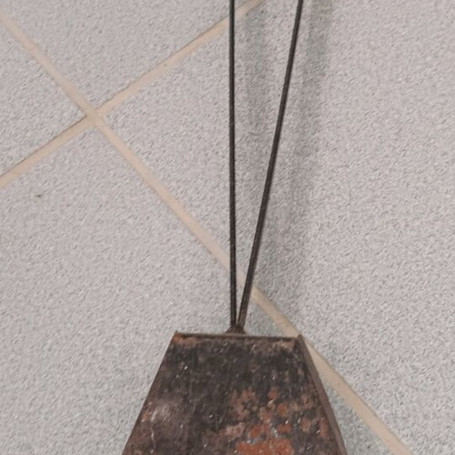 Fireplace shovel used, iron with black finish, 47 cm handle