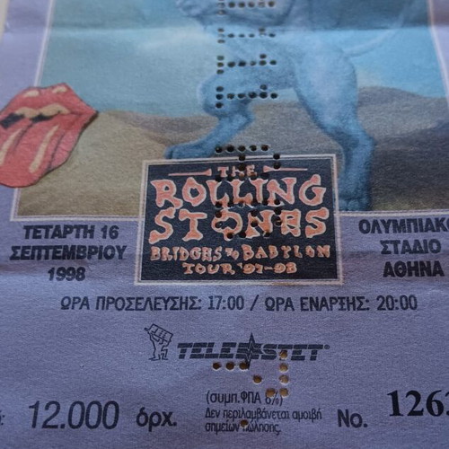 Rolling Stones concert ticket Bridges to Babylon Tour 1998, like new