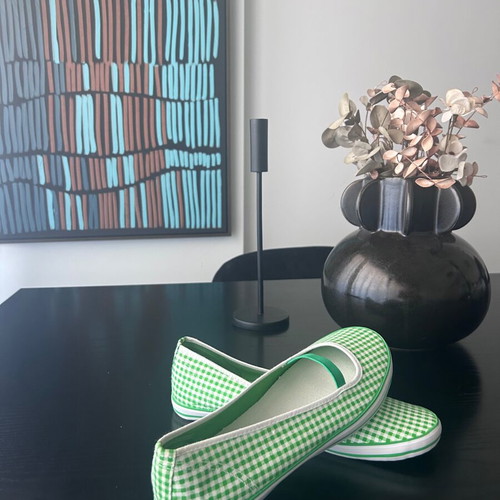 Alexi Andriotti ballet flats new, green-white checked, size 39