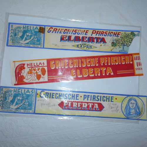 Alberta table peach mockups and label used, 1960s