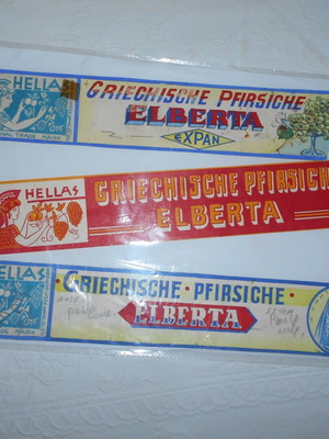 Alberta table peach mockups and label used, 1960s