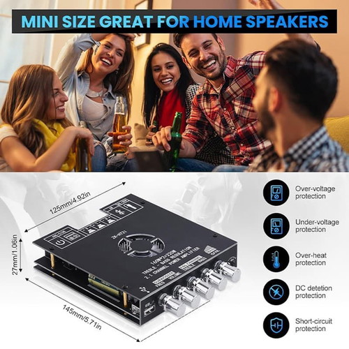 Audio Module Amplifier 2+1 Channels 2x220W + 350W Subwoofer Bluetooth USB TPA3255 Chip