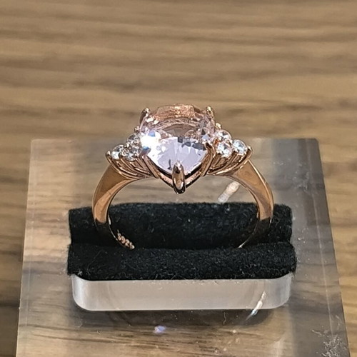 Rose Gold Copper Ring with Pink Heart Crystal