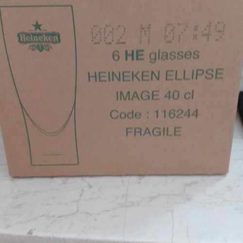 Heineken beer glass set with coasters, new, 6 pieces, 400ml