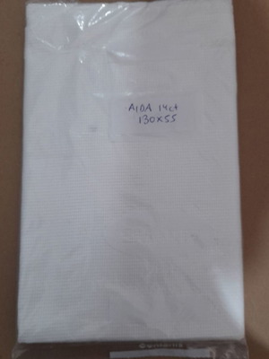 White AIDA fabric 14ct 130 x 55 cm like new