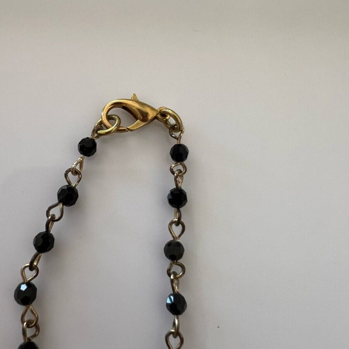 Necklace with steel elements like new, green and gold