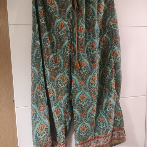 Boho set kimono and palazzo pants new, multicolor green