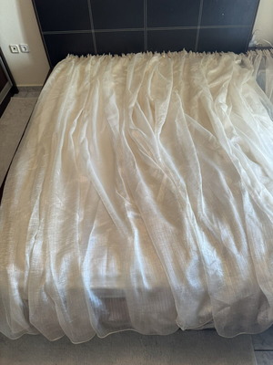 Luxury organza curtain ecru/champagne 220x700 cm like new with hooks