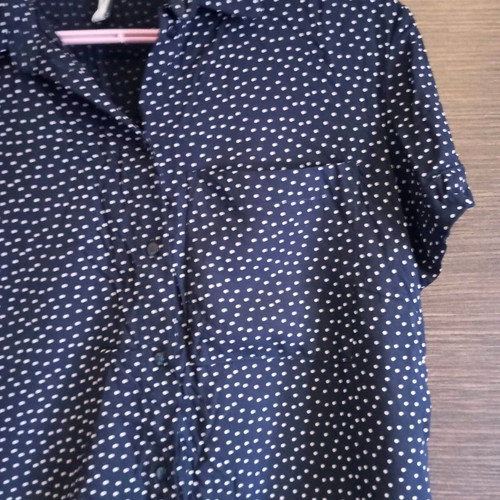 Bershka polka dot shirt like new, white and blue, size S