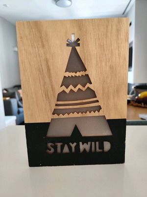 Wooden decorative frame with lighting like new for kids room