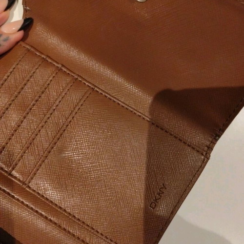 Donna Karan DKNY wallet used, gold red Bordeaux