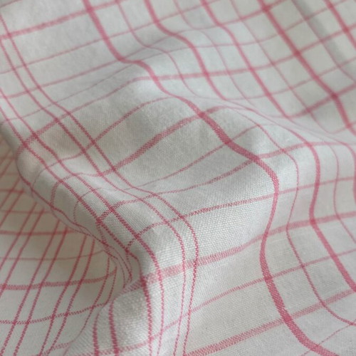 Linen tablecloth new with pink checkered pattern