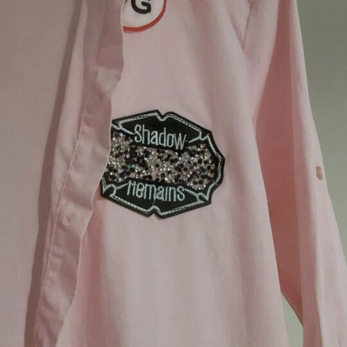 Women's shirt pink with prints like new, size M