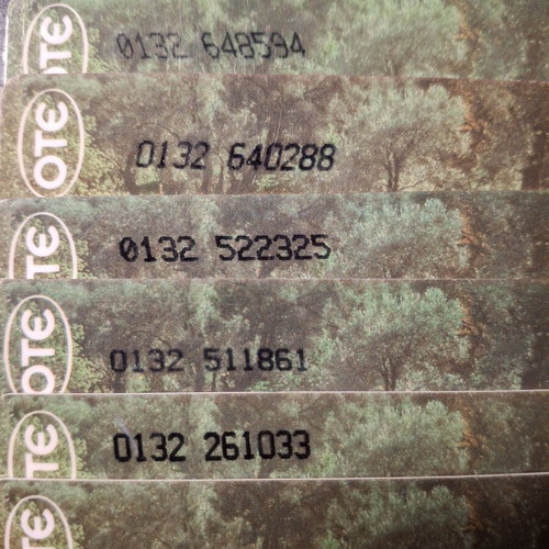 Spring 1995 phone cards used, set of 7