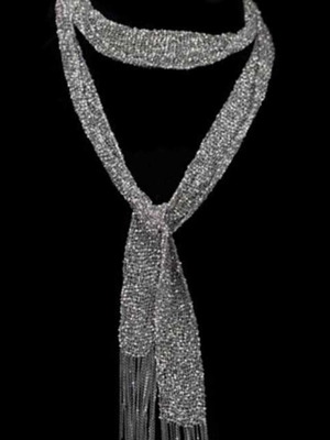 Silver scarf necklace 925, like new, length 99cm