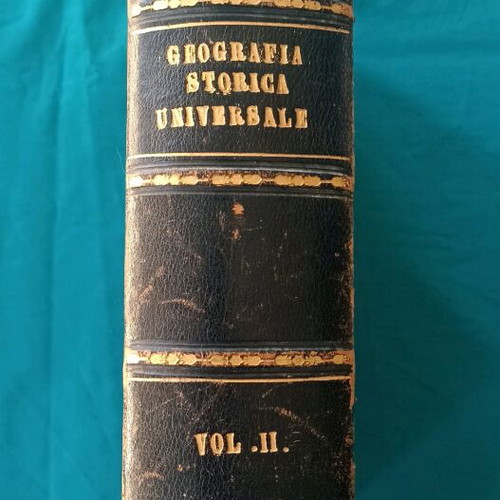 Βιβλίο γεωγραφικός άτλας 1863 μεταχειρισμένο, ιταλική γλώσσα, 1086 σελίδες