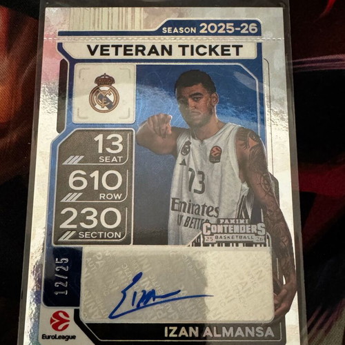 25-26 Panini Contenders Euroleague Izan Almansa Veteran Ticket Auto /25