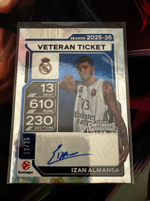 25-26 Panini Contenders Euroleague Izan Almansa Veteran Ticket Auto /25