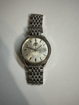 Orient 17j automatic watch used, men's, white and silver