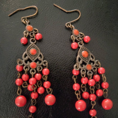 Boho earrings with beads handmade like new