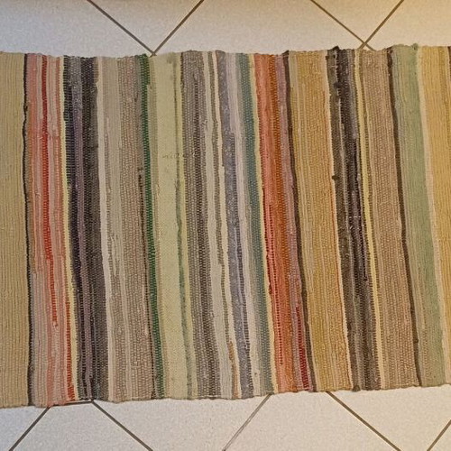 Traditional handmade woven rag rug like new 270x70cm