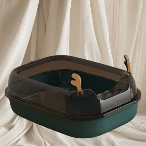 Cat litter box semi-enclosed new, green, easy to clean